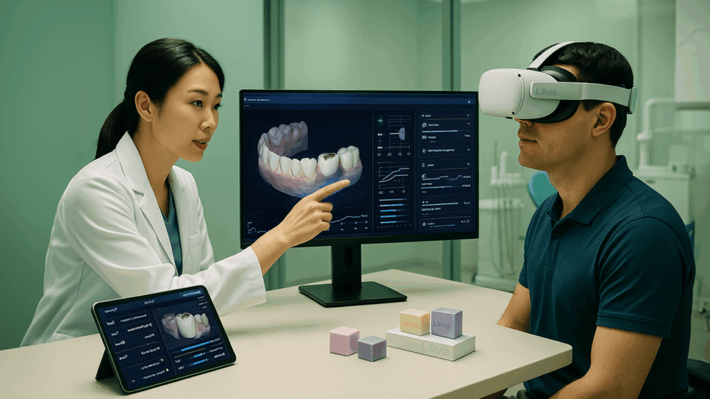 Clinical consultation session utilizing the Lilivis system to integrate digital dentistry into patient-centered dentistry, providing enhanced smart dental care experiences.