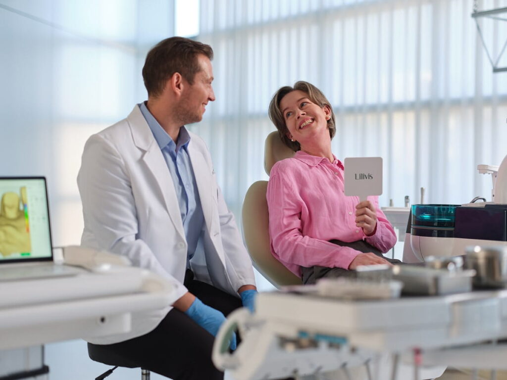 Digital interface showing precision shade optimization for Lilivis hybrid esthetic treatment based on patient-specific data