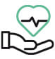 healthcare support hand heart icon