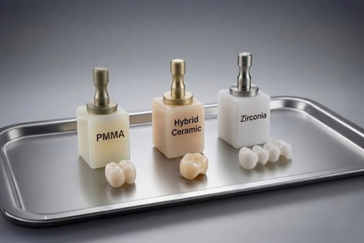 Digital interface showing material innovation and chairside productivity standards in Lilivis CAD/CAM digital dentistry.